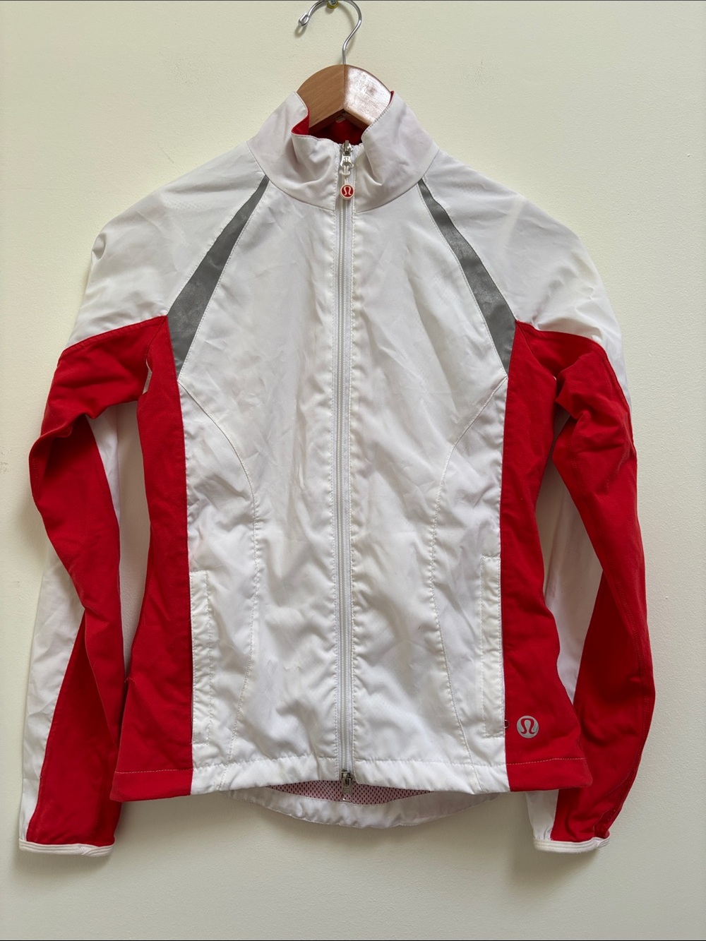 lululemon athletica White and Red Athletic Wind Jacket